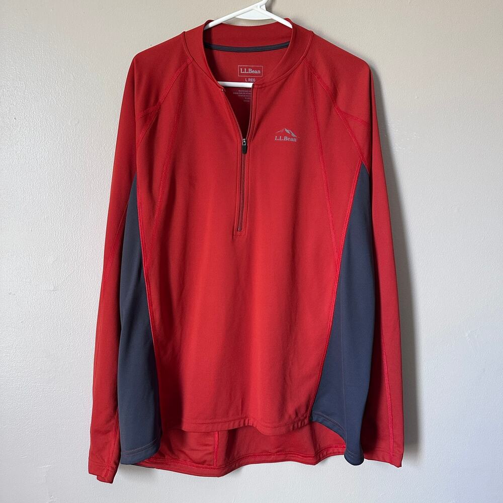 L.L Bean Mens LARGE 1/2 Zip Pullover Shirt Lightweight Running Hiking Cycling
